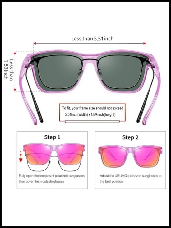 Fit Over Sunglasses Polarized UV400 Oversized Square TR90 Frame